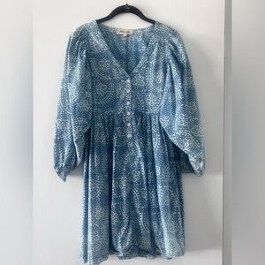 Madewell Bubble Sleeve Button Front Mini Dress